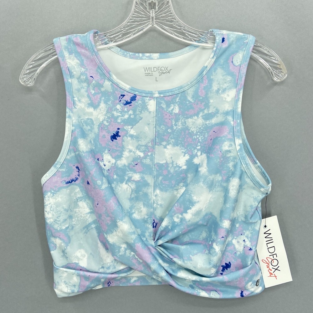 Wildfox Tank Top‎ Tie Dye Blue Pink Watercolor Print Sweat Womens Large NWT